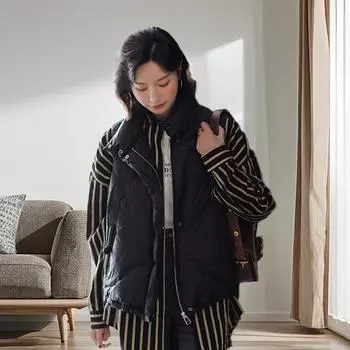 Down vest women s high-end women s coat women s short duck down light vest sleeveless down jacket vest One size fits all (40kg-75kg recommended) белый