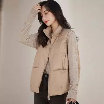 Down vest women s hot-selling white duck down 2024 new extra loose down jacket short rivet vest average size 90-70 kg белый