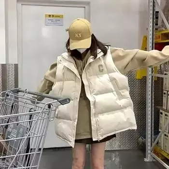 Down vest women s outer vest 2024 autumn and winter new loose white duck down high-end women s vest jacket S