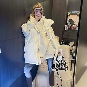 Пуховый жилет женский жилет осень и зима 2024 новая верхняя одежда корейская версия свободный жилет дизайн смысл жилет куртка S