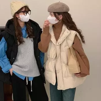 Down vest women wear 2024 new hooded candy color warm white duck down vest large size explosion One size коричневый