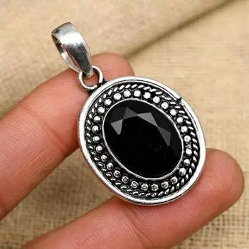 Довольно черный драгоценный камень шпинель ручной работы из твердого стерлингового серебра 925 пробы, прекрасный кулон