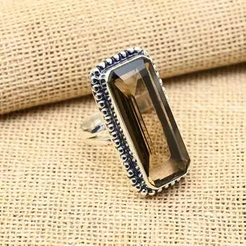 Довольно дымчатый топаз, драгоценный камень, ювелирное кольцо ручной работы из стерлингового серебра 925 пробы для свадебного подарка 4 коричневый