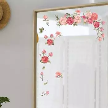 Довольно красочная наклейка, легко зеркальная наклейка, креативная наклейка на стену в виде цветка розы, искусство, ремесло