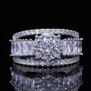 Довольно модное обручальное кольцо с кубическим цирконом в форме цветка персика для женщин, роскошное свадебное кольцо с микропрокладкой 6