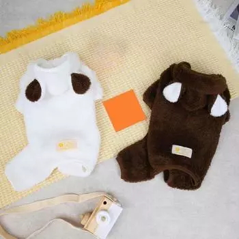 Довольно удобный однотонный комбинезон для домашних животных, четыре леггинса, одежда для щенков на зиму L белый