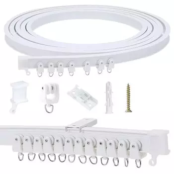 Doyeemei Гибкий карниз 5 метров одинарный для эркера, патио, легкий потолочный, сделай сам, карниз для рельса, длины, окон, перегородок, штор, гибкий,