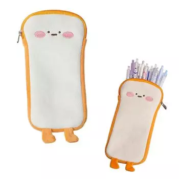 Doyime Pencil Pencil Cute Bread Toast Stuffed Large Pencil Storage Cosmetic Coin Zip Канцелярские принадлежности для средней и начальной школы Подарочный чехол на день рождения, чехол,