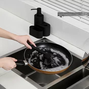 Дозатор для мыла 3 в 1, дозатор с держателем губки для столешницы, кухни Black