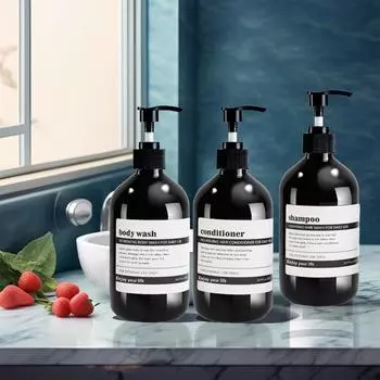 Дозатор для мыла 500 мл с 8 шт. водонепроницаемой этикеткой, многоразовая пустая бутылка для жидкости для мытья тела, мыло для рук, шампунь, лосьон-кондиционер