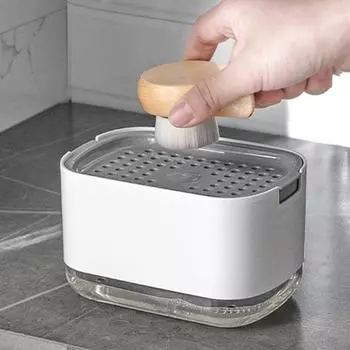 Дозатор для мыла для кухонной мойки Yousheng с держателем для губки, многоразовый насос, контейнер для лотка, органайзер для жидких моющих средств чёрный