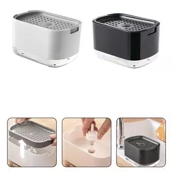 Дозатор для мыла для посуды, дозатор для жидкого мыла, контейнер для мыла с держателем для губки для кухни, ванной комнаты, аксессуары для мытья белый