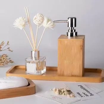 Дозатор для мыла для рук в ванной комнате, дозатор для душа, бутылка-насос, натуральный бамбуковый дозатор для мыла, бутылка-насос для эмульсии, многоразовый контейнер