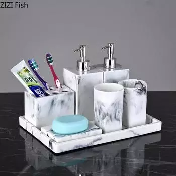 Дозатор для мыла и ополаскиватель для полости рта Nordic Resin, набор для мытья, бутылка для дезинфекции рук в отеле, мыльница, набор аксессуаров для ванной комнаты для дома