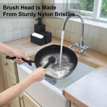 Дозатор для мыла с держателем губки и щеткой. Жидкостный насос. Пресс-контейнер. Компактный размер для ванной комнаты.