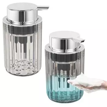 Дозатор для пенящегося мыла для рук Прозрачный шампунь для ванной Гель для душа Бутылка с дозатором Наполняемый дозатор для пенящегося мыла для кухни серый