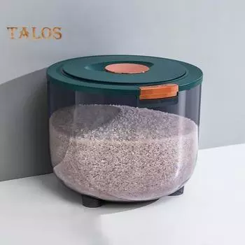 Дозатор для зерновых, герметичный, пылезащитный, прочный, с замком, ящик для хранения риса, бытовые принадлежности S белый