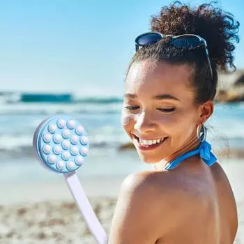 Дозатор геля для душа с удлиненной ручкой из АБС-пластика и 19 вращающимися шариками. Ручная массажная щетка для ванны, как показано на рисунке. чёрный