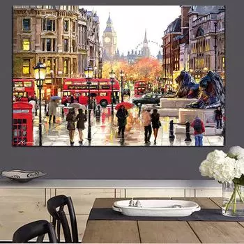Дождь, город, улица, картины маслом на стене, художественные постеры и принты, абстрактное искусство, холст, картина, домашний декор для гостиной 21*30cm
