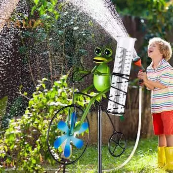 Дождемер Frog, уличный ветряной счетчик, дождемер, винтажный велосипедный дождемер Frog, двухшкальный трубчатый индикатор осадков для дворов, патио, садового декора Frog