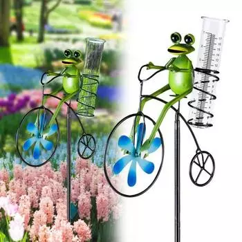Дождемер Frog, уличный ветряной счетчик, дождемер, винтажный велосипедный дождемер Frog, двухшкальный трубчатый индикатор осадков для дворов, патио, садового декора Frog
