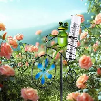 Дождемер Frog, уличный ветряной счетчик, дождемер, винтажный велосипедный дождемер Frog, двухшкальный трубчатый индикатор осадков для дворов, патио, садового декора Frog