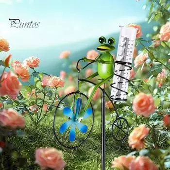 Дождемер Frog, уличный ветряной счетчик, дождемер, винтажный велосипедный дождемер Frog, двухшкальный трубчатый индикатор осадков для дворов, патио, садового декора Frog