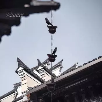 Дождевая цепь для водосточных желобов, водосточных труб, простая замена чаш для сбора дождевой воды с декоративными статуями птиц, металлический успокаивающий колокольчик для сада 240cm