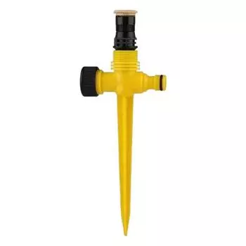 Дождеватель для газона с колышком для втыкания в землю, регулируемый садовый дождеватель для двора, патио, газона, для полива травы 1pc жёлтый