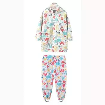 Дождевик для детей среднего и младшего возраста, дождевые штаны с принтом, дождевик с капюшоном для отдыха, дождевые штаны с кожаным ремнем, куртка для игры в воду, куртка 100cm