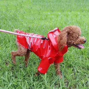 Дождевик для домашних животных 1 шт., водонепроницаемая одежда для кошек и собак, маленький, средний, с капюшоном, светоотражающий дождевик-пончо, плюшевый бикини, корги S чёрный