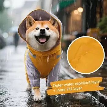 Дождевик для домашних животных с капюшоном, дождевик для собак, двухслойный водонепроницаемый пончо, дождевик для улицы, одежда для маленьких и средних собак S красный