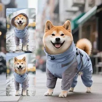 Дождевик для домашних животных с капюшоном, дождевик для собак, двухслойное водонепроницаемое пончо, дождевик для улицы, одежда S синий