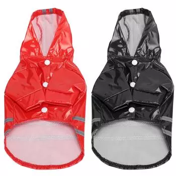 Дождевик для домашних животных, светоотражающая полоса, дождевик для собак, дышащая, водонепроницаемая, с капюшоном, дождевик(Красный Черный М) M красный черный