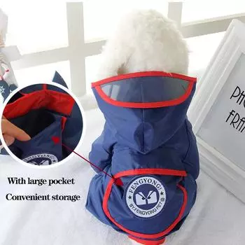 Дождевик для маленьких собак, водонепроницаемая одежда для собак с карманами, комбинезон для щенков, дождевик для собак, дождевик для плюшевых мопсов, пончо, товары для животных XS красный