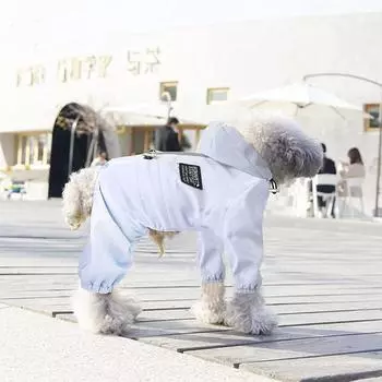 Дождевик для собак, быстросохнущий, светоотражающий и регулируемый, дождевик-пончо для домашних животных, водонепроницаемый и ветрозащитный плащ с капюшоном для щенков, 4-лапый дождевик S синий