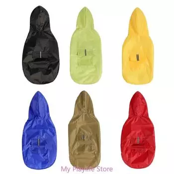 Дождевик для собак Светоотражающие полосы Комбинезоны с капюшоном Водонепроницаемое пальто для собак Водонепроницаемая одежда для улицы Дождевик S чёрный