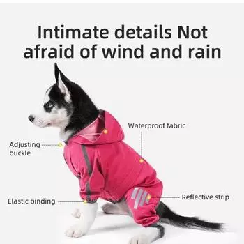 Дождевик для собак Водонепроницаемый дождевик для домашних животных Ночное отражение Ветрозащитное пальто Верхняя одежда для домашних животных Куртка Hardshell для четвероногих Твердая одежда S синий