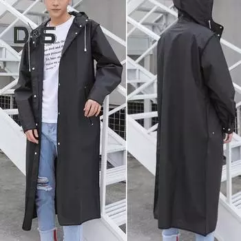 Дождевик-пончо мужской водонепроницаемый длинный дождевик с капюшоном EVA дождевик куртка для пешего туризма велоспорта кемпинга рыбалки активного отдыха L чёрный
