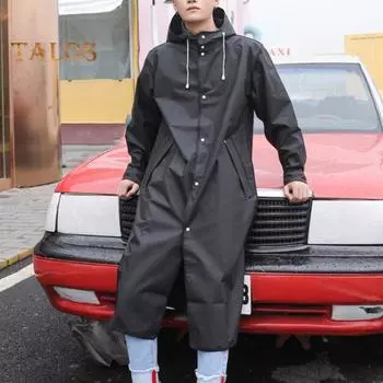 Дождевик-пончо мужской водонепроницаемый длинный дождевик с капюшоном EVA дождевик куртка для пешего туризма велоспорта кемпинга рыбалки активного отдыха L чёрный