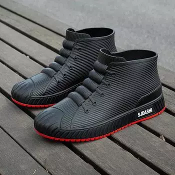 Дождевые сапоги для мужчин, модные нескользящие мужские резиновые сапоги, новые удобные водонепроницаемые рабочие ботинки на платформе для рыбалки на открытом воздухе, мужские 39