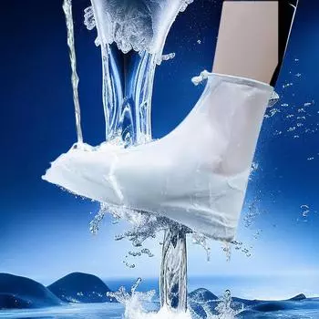 Дождевые сапоги Водонепроницаемые бахилы Водонепроницаемые нескользящие дождевые бахилы Наружная обувь для воды Утолщенные резиновые сапоги Чехлы для ног 39-40 белый