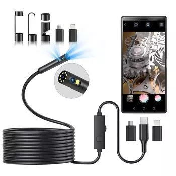 DPduct Fiberscope 1920P HD Двойная линза Эндоскопическая камера C Тип Snake Камера IP67 Водонепроницаемая инспекционная камера Промышленный эндоскоп со светодиодной подсветкой для