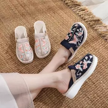 Дяньюнь мода этнический стиль Юньнань характерная вышитая ткань обувь ханьфу 35 тёмно-синий