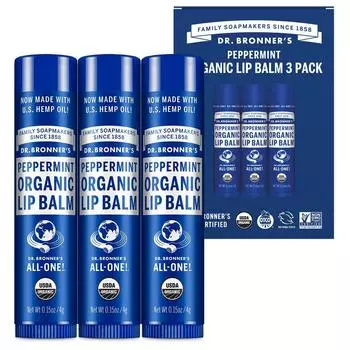 Dr. Bronner s Organic Lip Balm 4g, peppermint, 3 packs