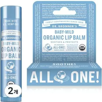 Dr. Bronner s Organic Lip Balm, Baby Mild, 4g, 2 units