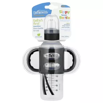 Dr. Brown s Sippy Spout Bottle, 6+ Months, Black, 250ml (8oz)