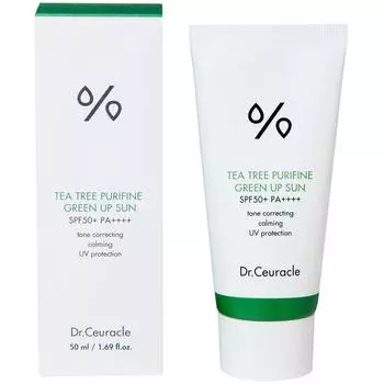 DR.CEURACLE TEA TREE PURIFINE GREEN UP SUN SPF50+ PA++++ 50мл, Солнцезащитный крем, Корейская косметика, Kbeauty, пробник