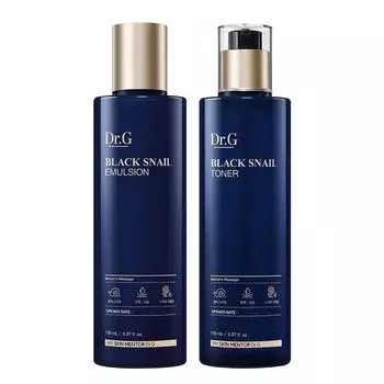 Dr.G Black Snail Elasticity Тонер и Эмульсия Набор (150мл + 150мл) – Омолаживающий и увлажняющий дуэт для чувствительной кожи, корейский