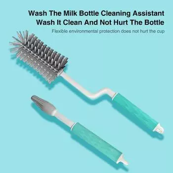 Dr.isla Efficient Baby Bottle Brush Silicone Milk Bottle Brush 3 in 1 Soft Silicone 360 Degrees Rotate Milk Bottle Cleanning розовый